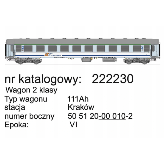 Robo 222230 , Wagon osobowy 2 kl 111Ah ICCC Kraków , Skala H0